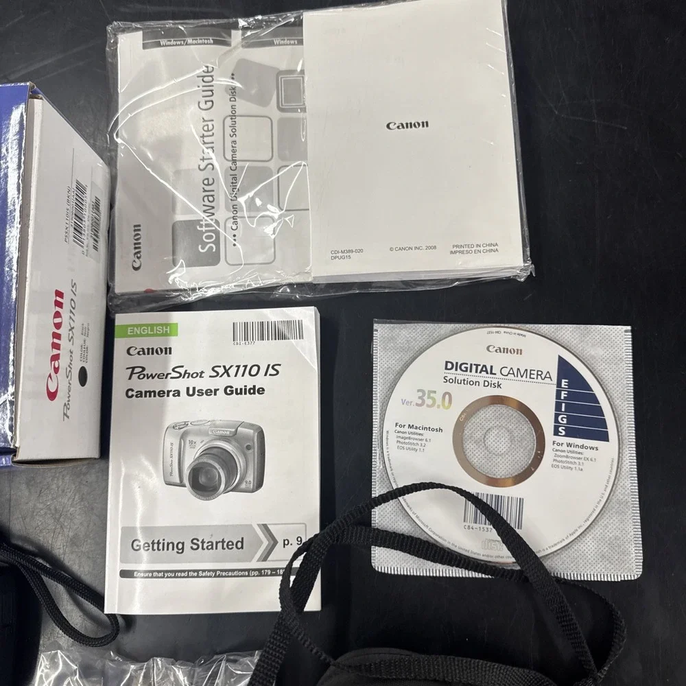 Canon PowerShot SX110 IS 9.0MP Compact Digital Camera With Box & Accessories EUC